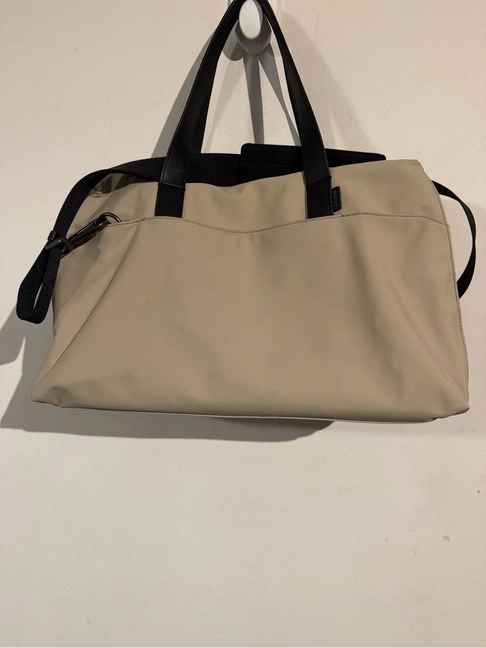 Away Beige The weekender Tote Bag with Black Handles
